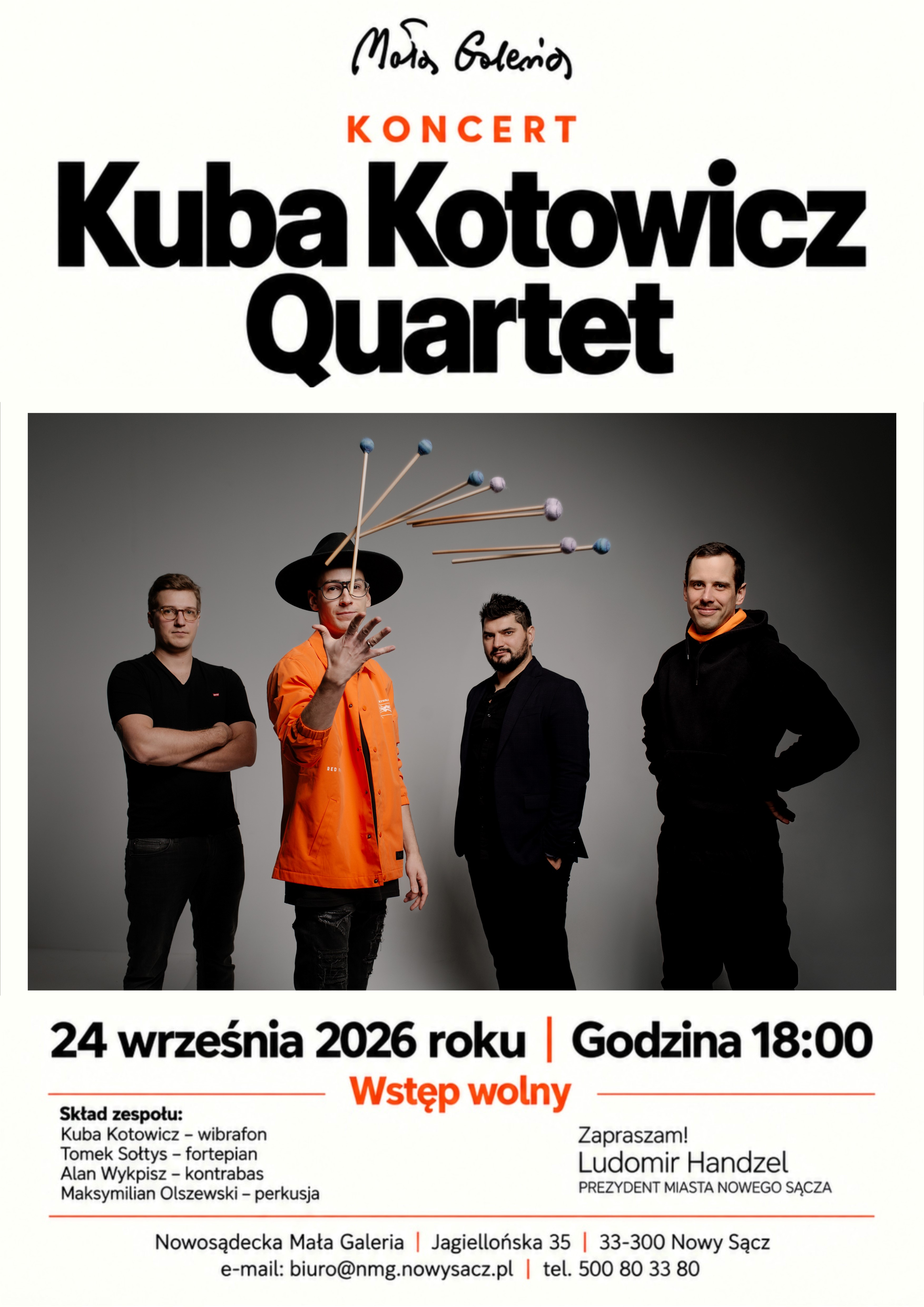Koncert Kuba Kotowicz Quartet plakat Kuba Kotowicz