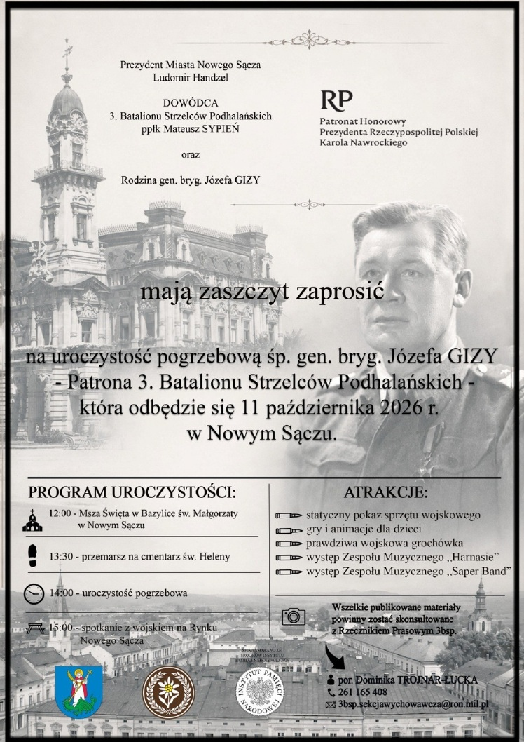 plakat uroczystości pogrzebowej śp. gen. bryg. Józefa Gizy plakat uroczystości pogrzebowej śp. gen. bryg. Józefa Gizy