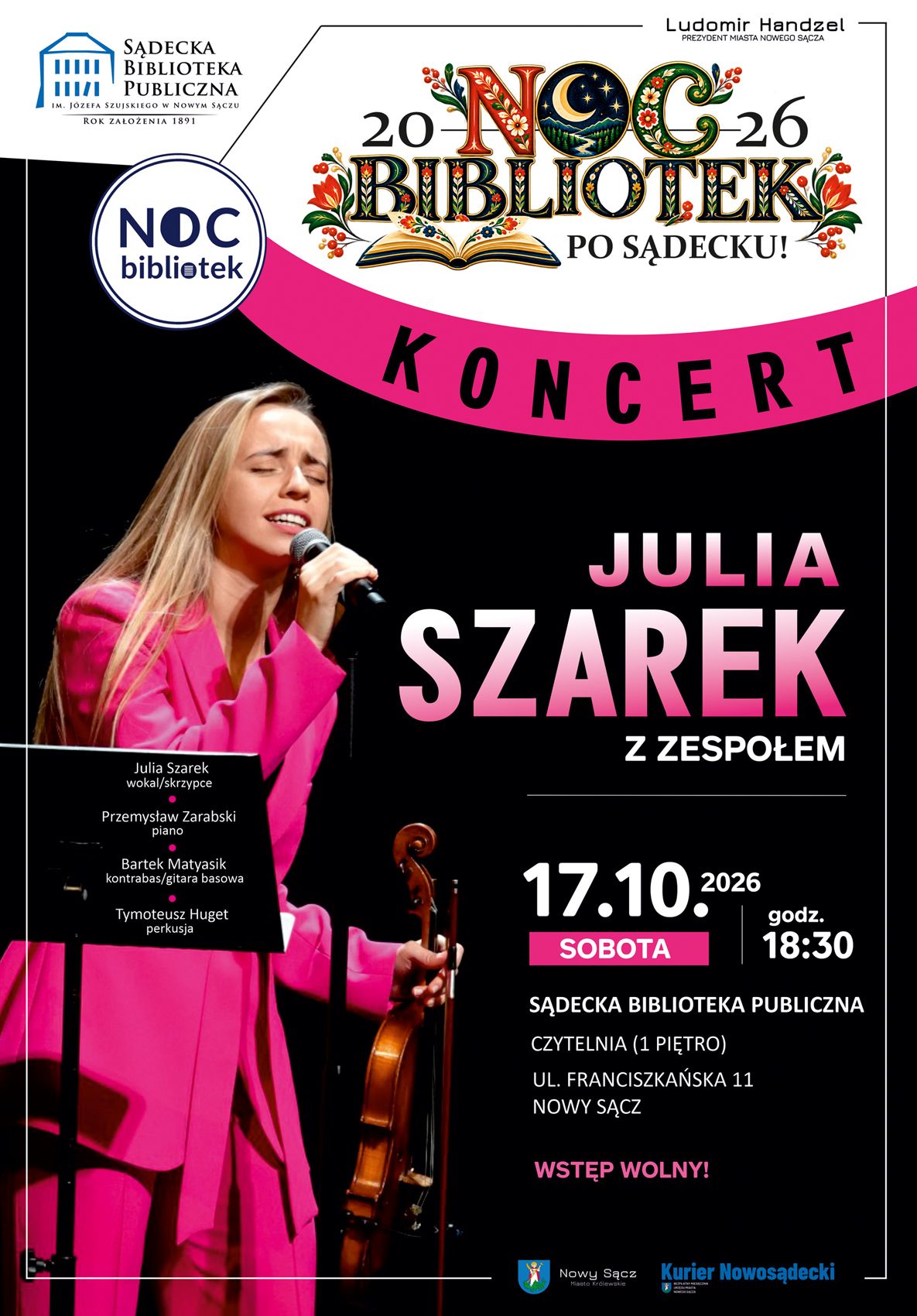 plakat koncertu Julii Szarek z zespołem plakat koncertu Julii Szarek z zespołem