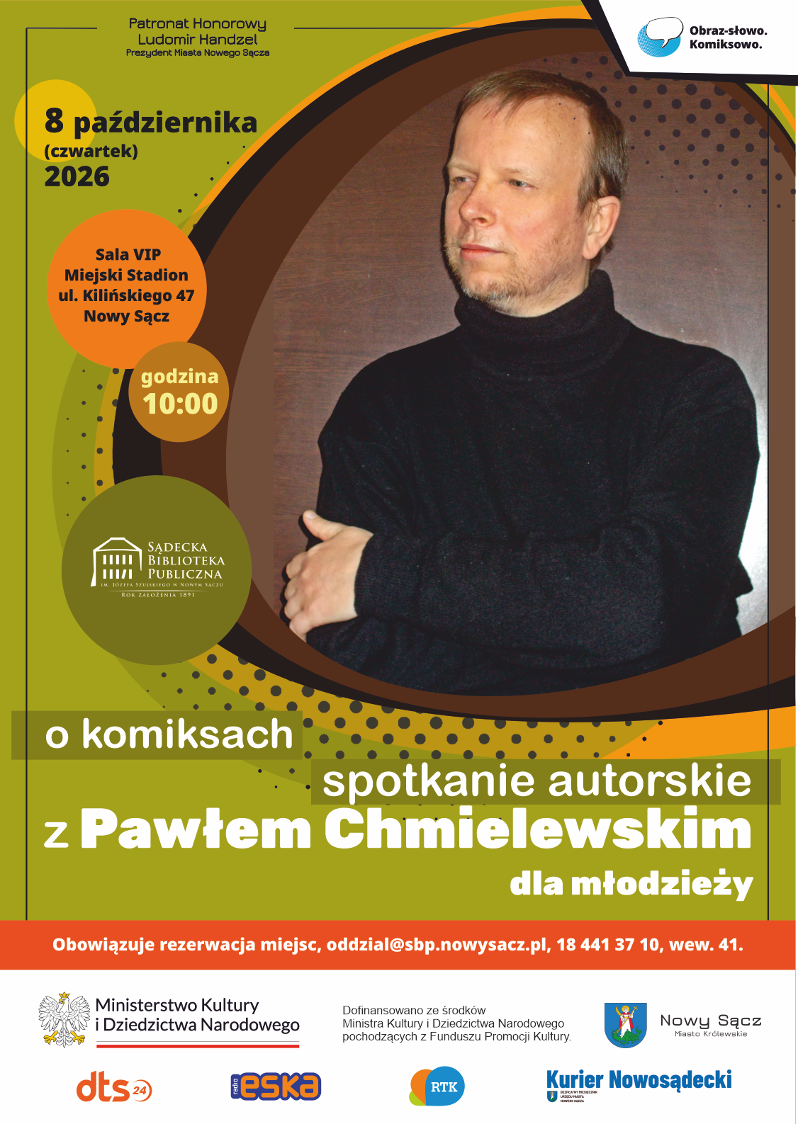 plakat spotkania autorskiego z Pawłem Chmielewskim