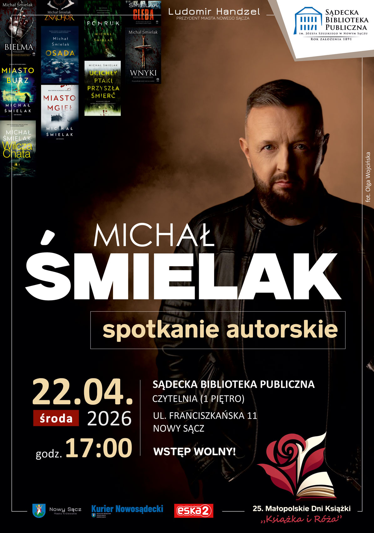 plakat - spotkanie autorskie z Michałem Śmielakiem