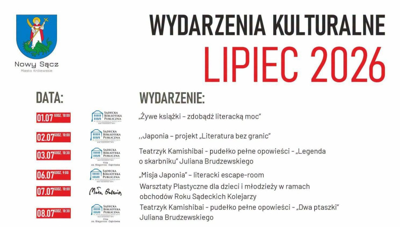 Wydarzenia kulturalne w Nowym Sączu - lipiec  2026