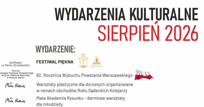 Wydarzenia kulturalne w Nowym Sączu sierpień 2026 