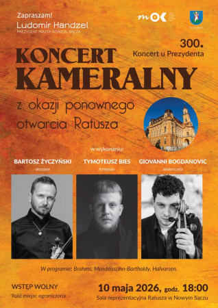 Koncert kameralny z okazji ponownego otwarcia Ratusza 300. Koncert u Prezydenta