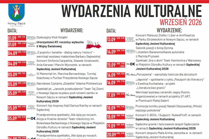  Wydarzenia kulturalne w Nowym Sączu wrzesień 2026