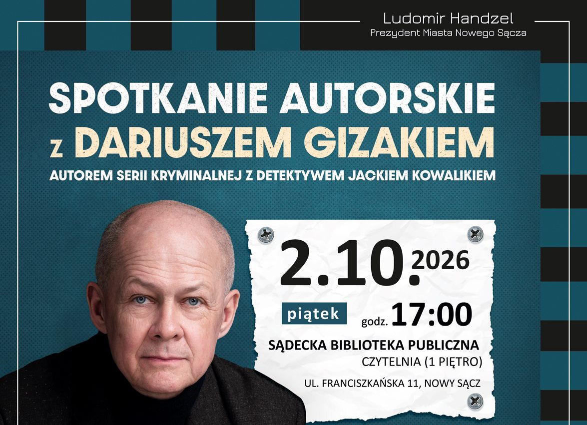 plakat spotkania autorskiego z Dariuszem Gizakiem