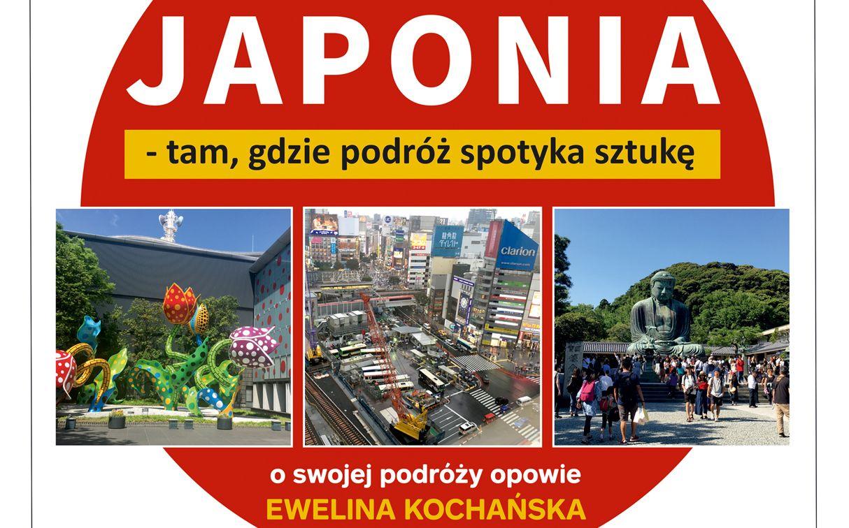 plakat spotkania podróżniczego "Japonia – tam, gdzie podróż spotyka sztukę"