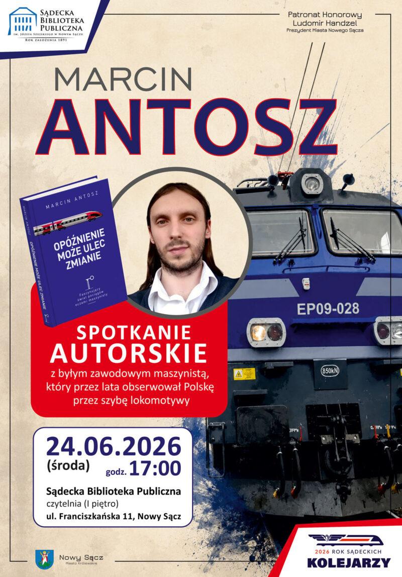 plakat spotkanie autorskie z Marcinem Antoszem