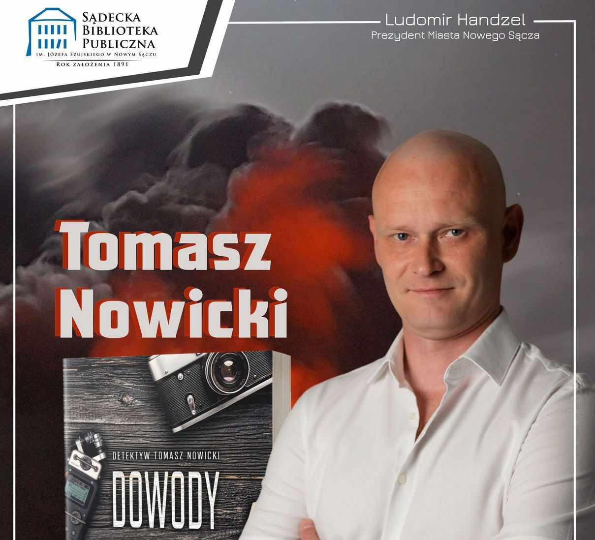 plakat spotkania autorskiego z Tomaszem Nowickim 