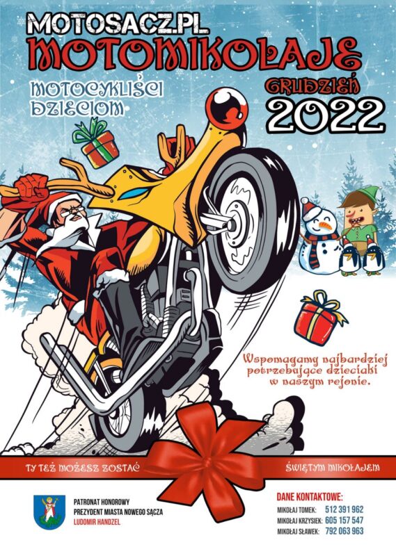 Plakat charytatywny Motomikołaje 2022