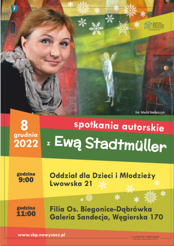 Plakat spotkanie autorskie Ewą Stadtmuller