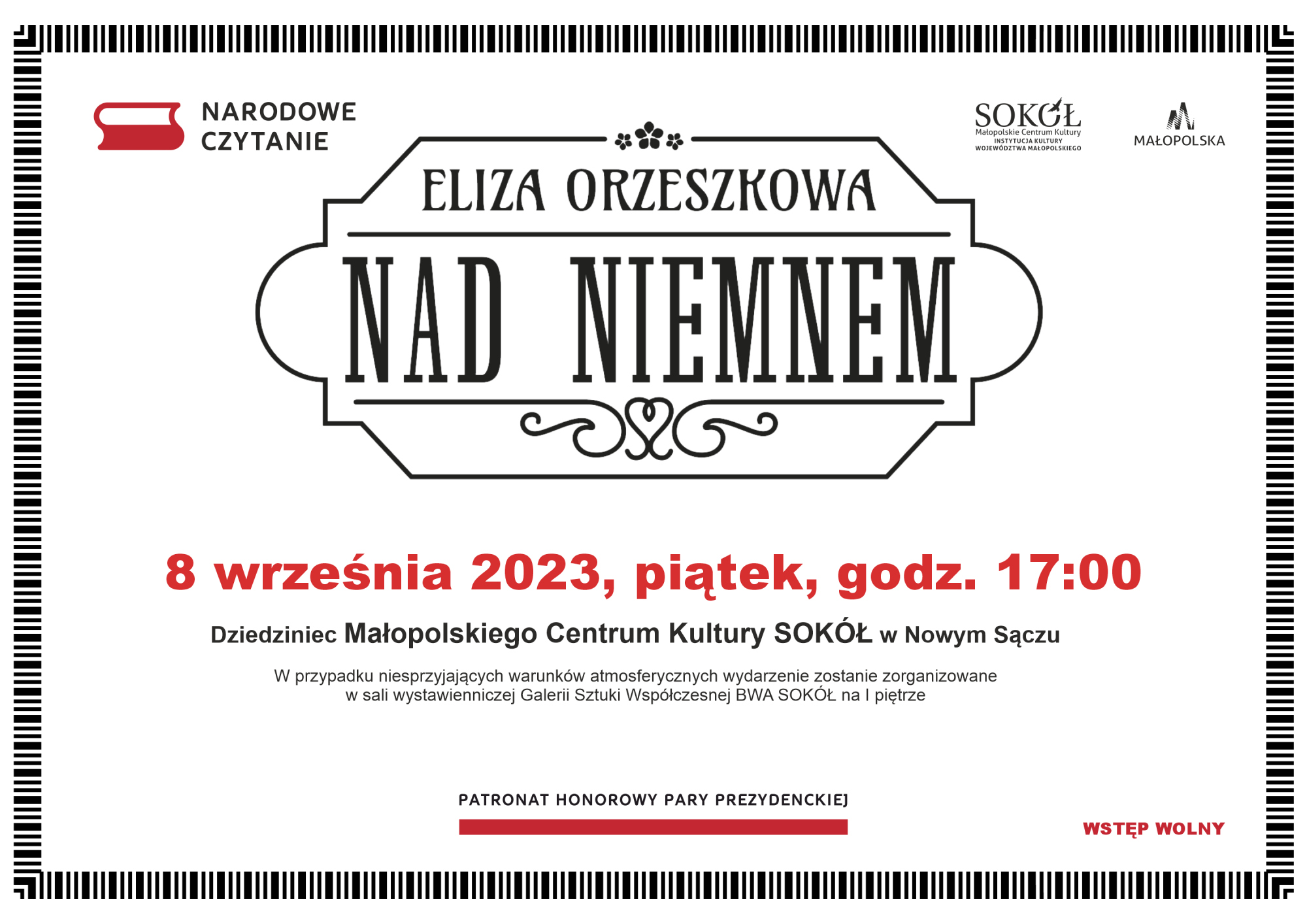 [wydarzenie]: Narodowe Czytanie Eliza Orzeszkowa – Nad Niemnem