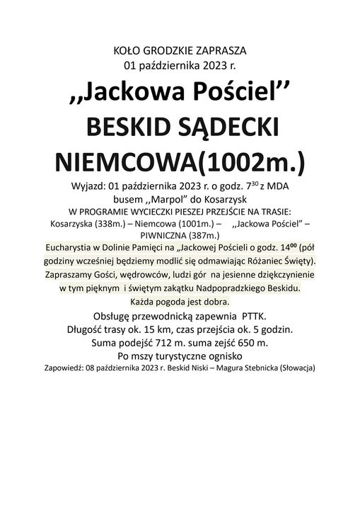 „Jackowa Pościel” – Beskid Sądecki Niemcowa (1002 m.)