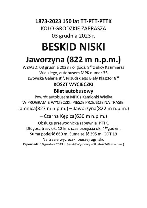 Beskid Niski, Jaworzyna 3 grudnia 2023 r.