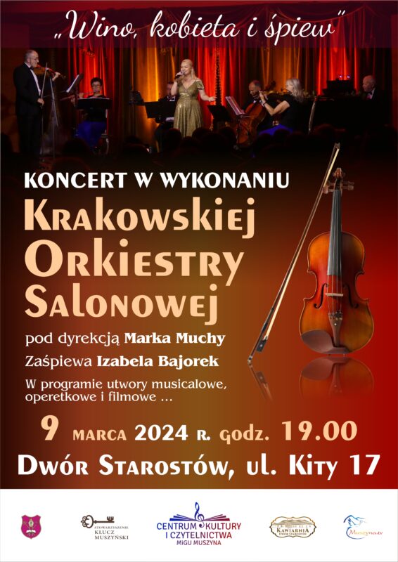 Koncert pt. „Wino, kobieta i śpiew” w wykonaniu Krakowskiej Orkiestry Salonowej w Muszynie