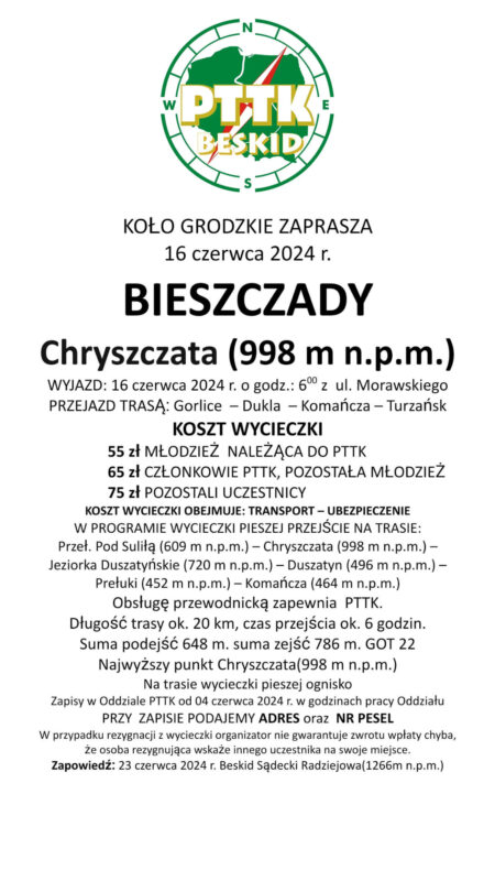 Bieszczady (Chryszczata), 16 czerwca 2024 r.