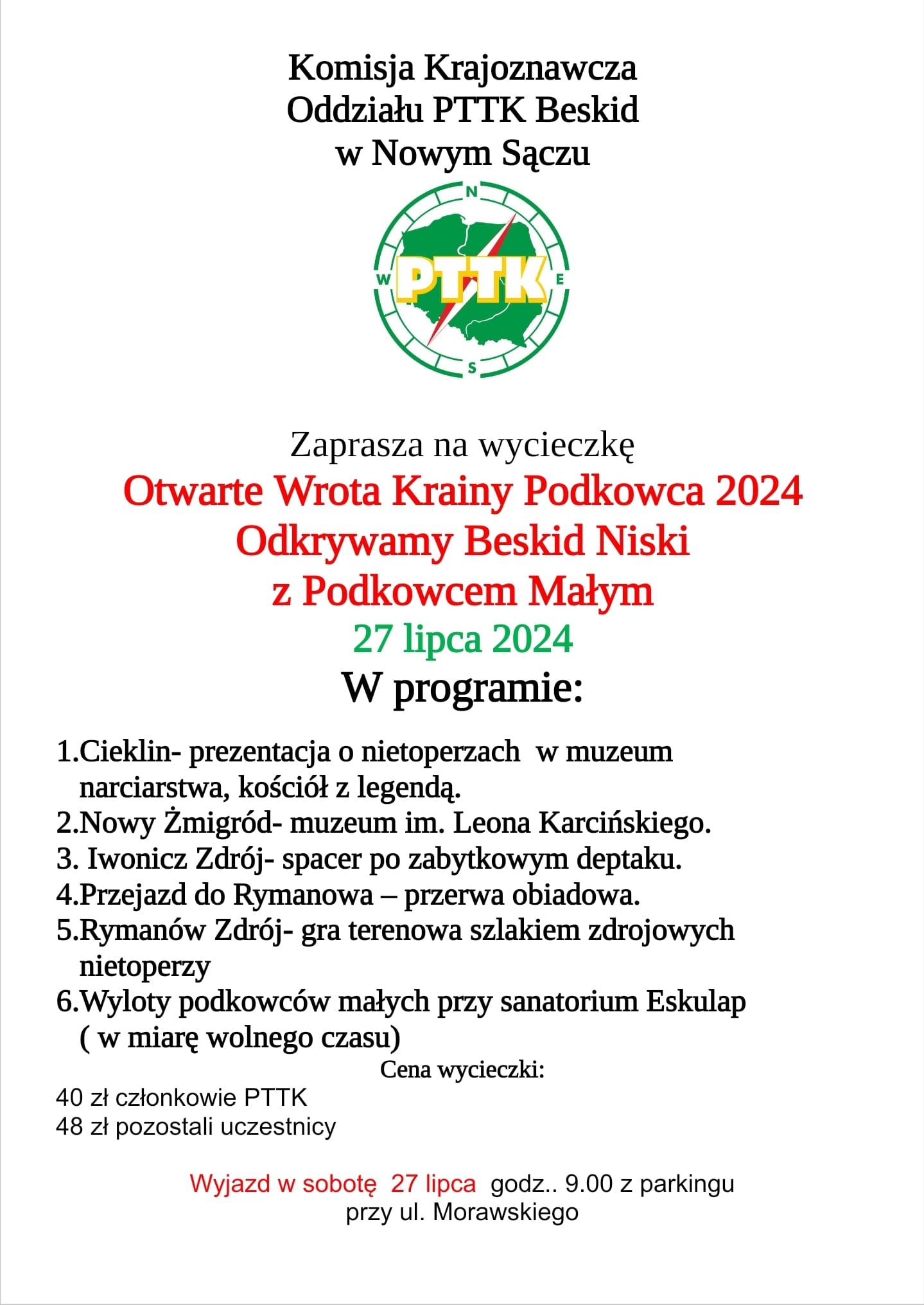 Wycieczka "Otwarte Wrota Krainy Podkowca 2024, Odkrywamy Beskid Niski z Podkowcem Małym", 27 lipca 2024 r.