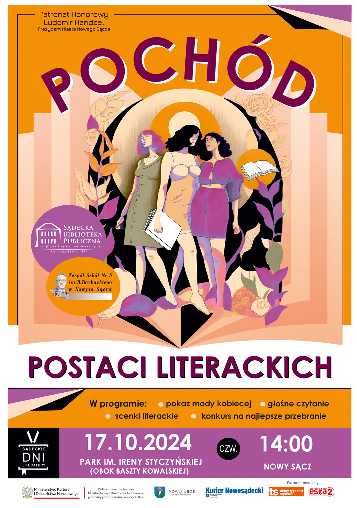 [Wydarzenie]: Pochód Postaci Literackich ulicami miasta Nowego Sącza