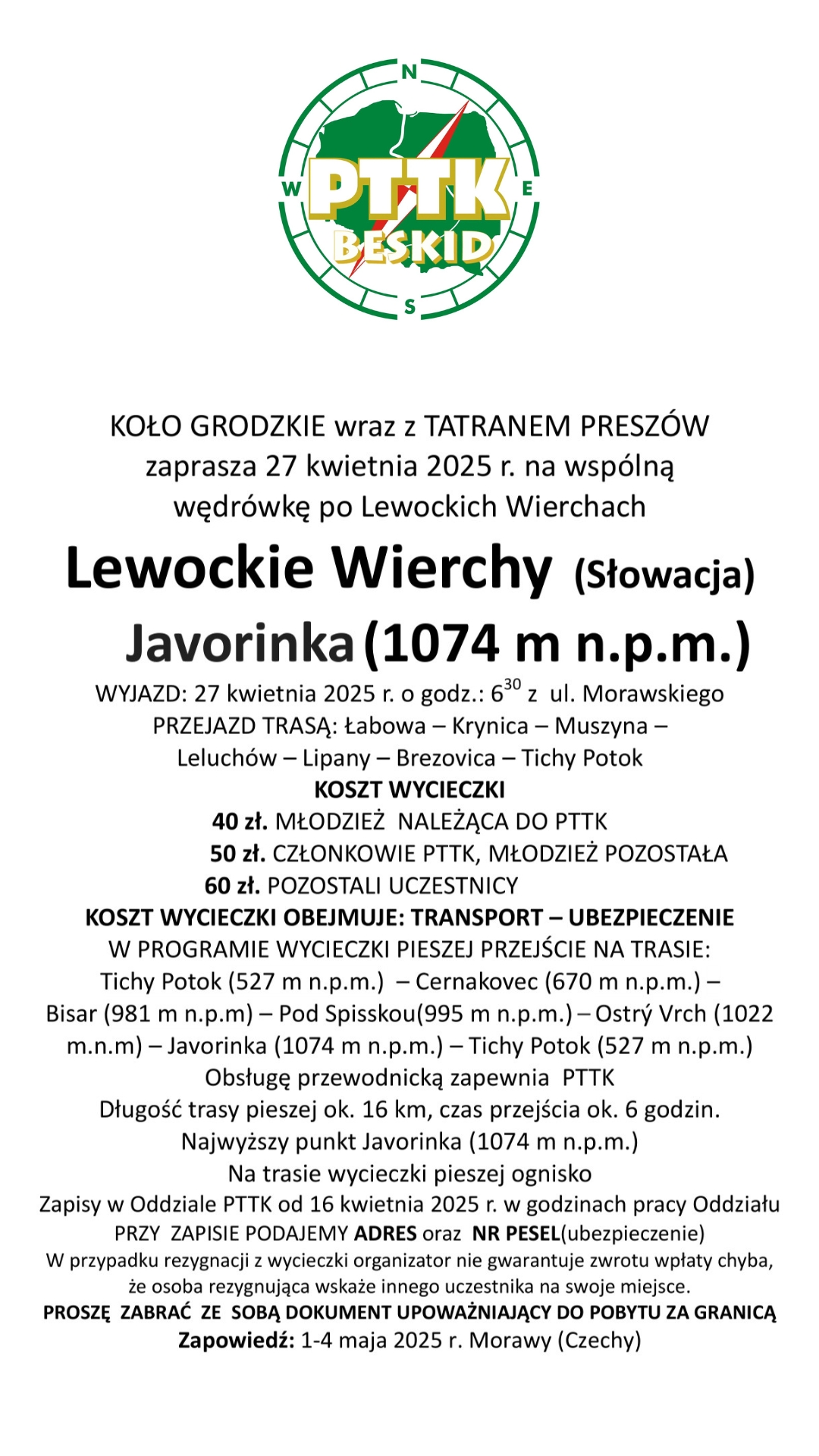 Wycieczka Lewockie Wierchy ( Słowacja ) Javorinka ( 1074 m n.p.m.)