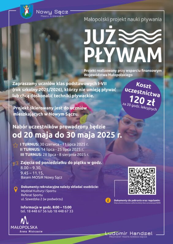 [Wydarzenie]: Projekt „Już Pływam” - dla uczniów z Nowego Sącza