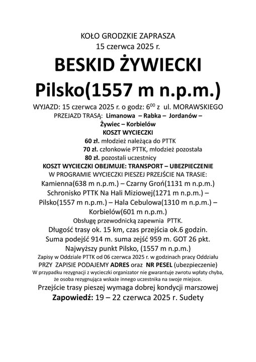 [Wydarzenie]: Wycieczka w Beskid Żywiecki - Pilsko