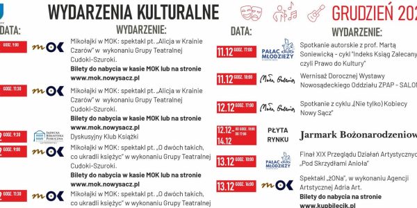 Wydarzenia kulturalne w Nowym Sączu- grudzień 2025r