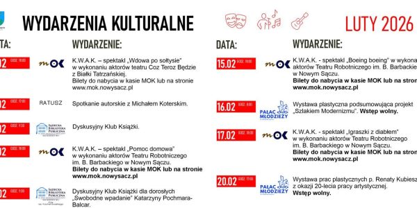 Wydarzenia kulturalne w Nowym Sączu- luty 2026r