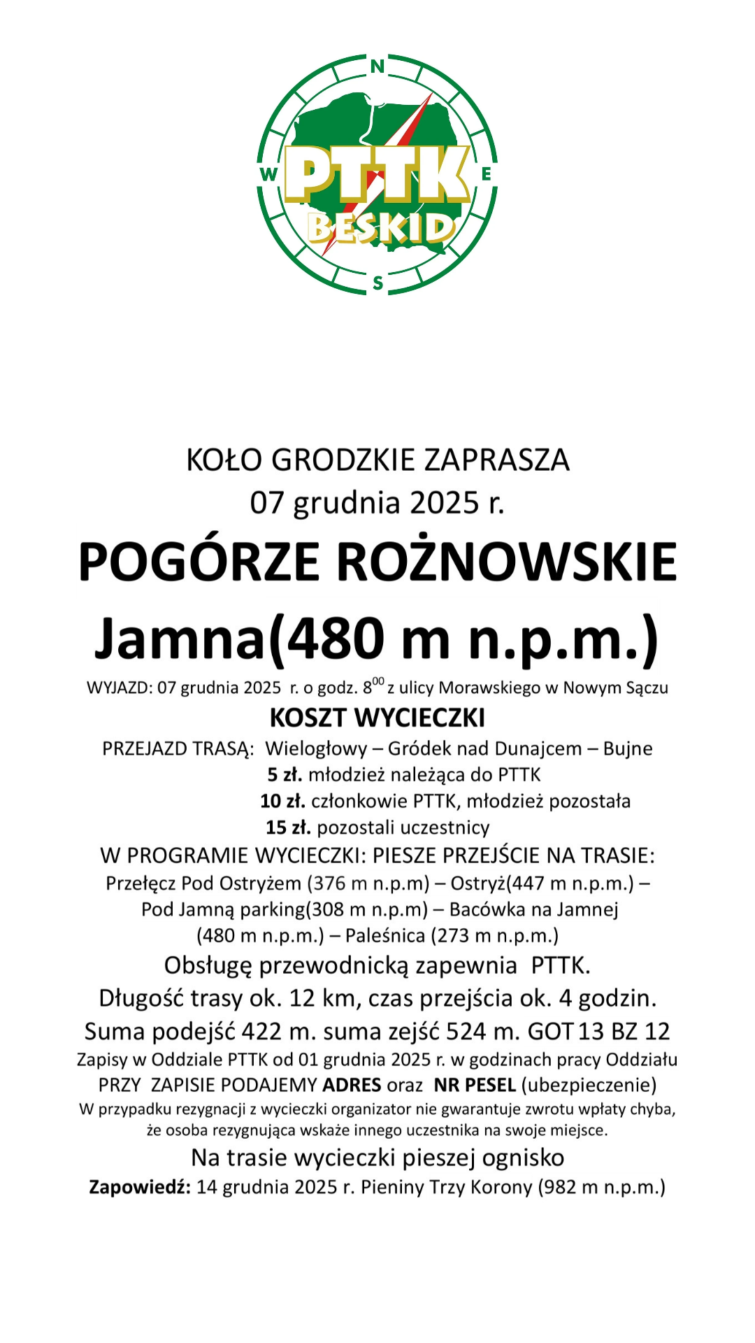 Wycieczka Pogórze Rożnowskie