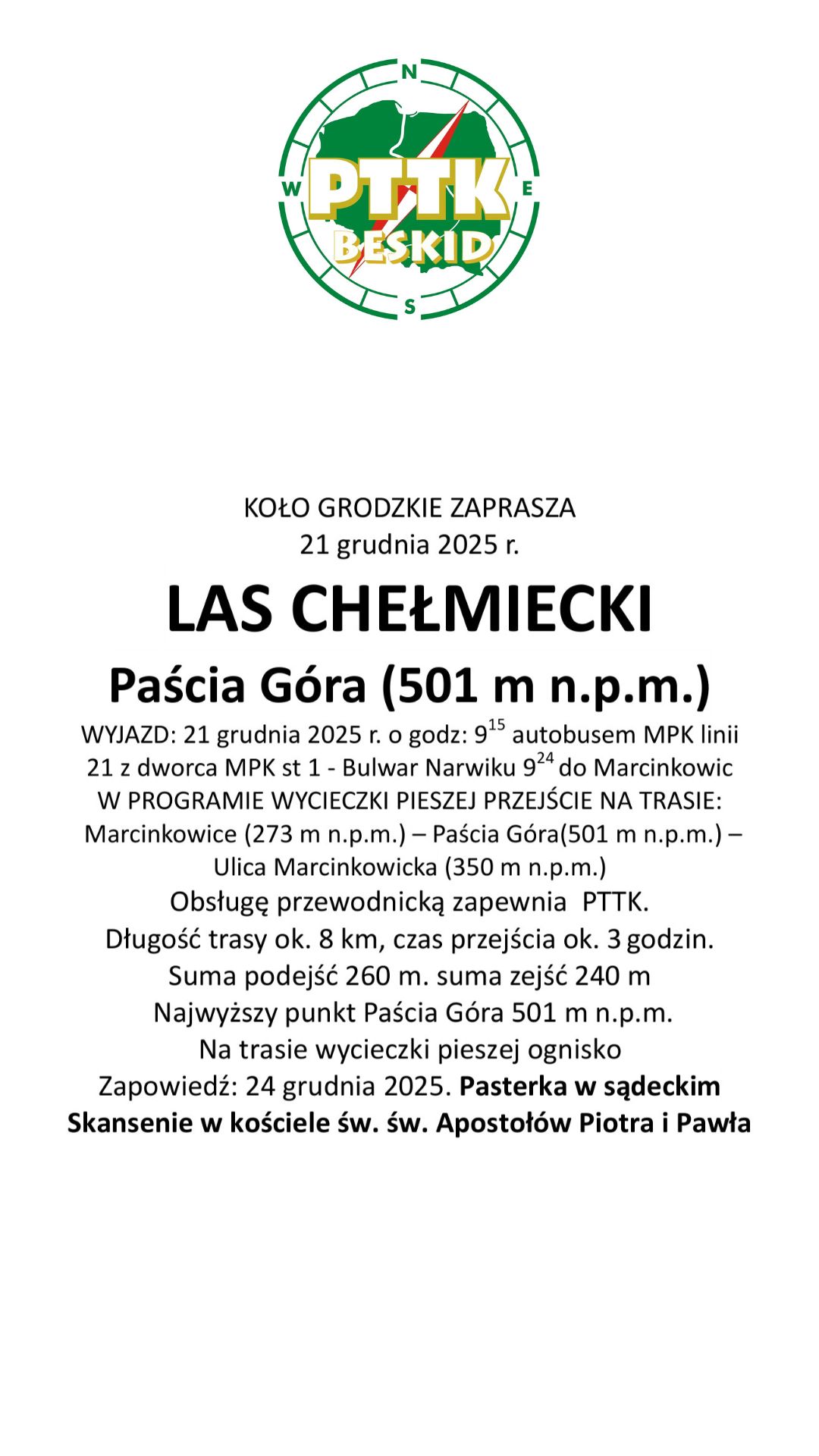 Wycieczka: Las Chełmiecki - Paścia Góra ( 501 m n.p.m.)