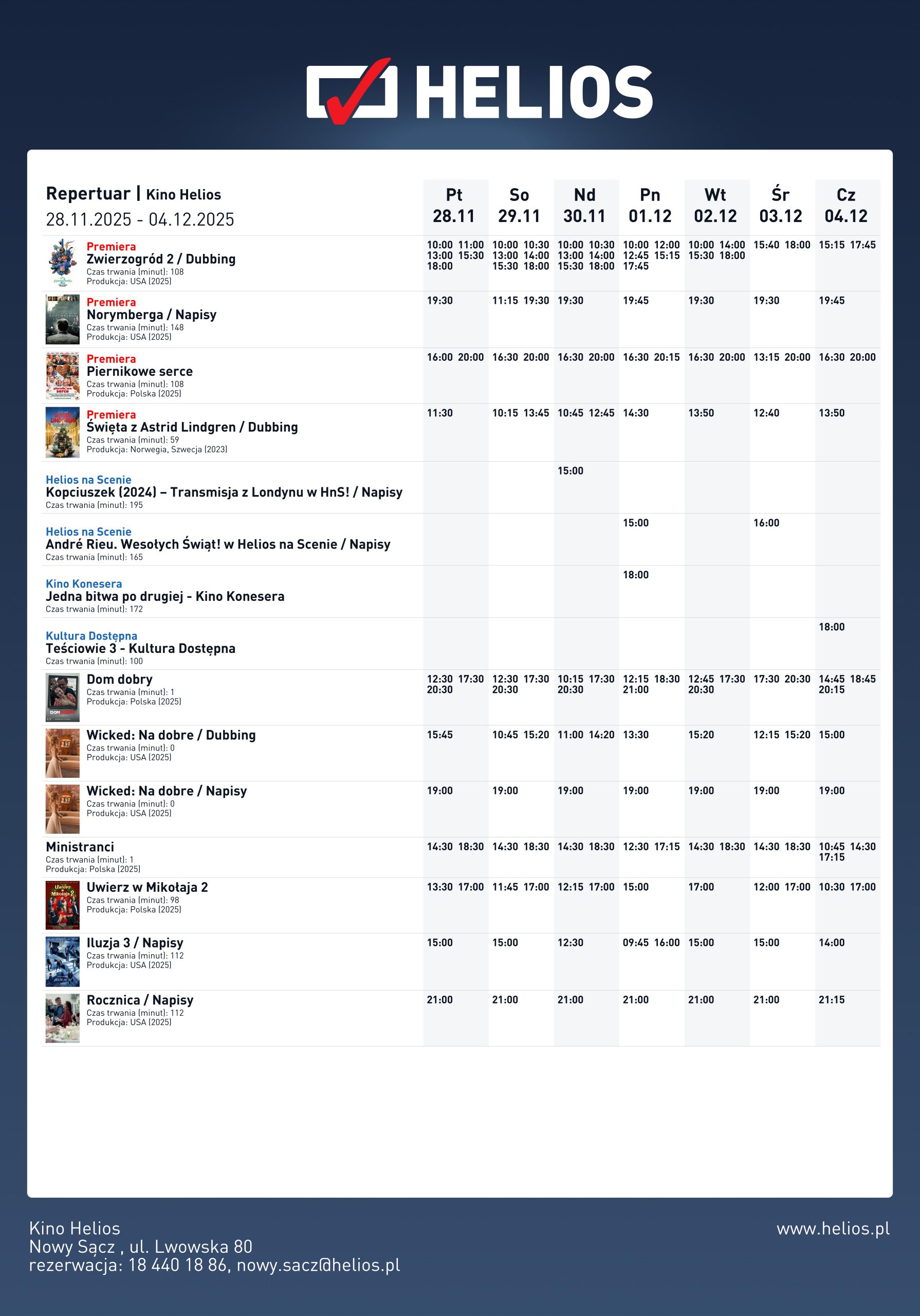Repertuar Kina HELIOS