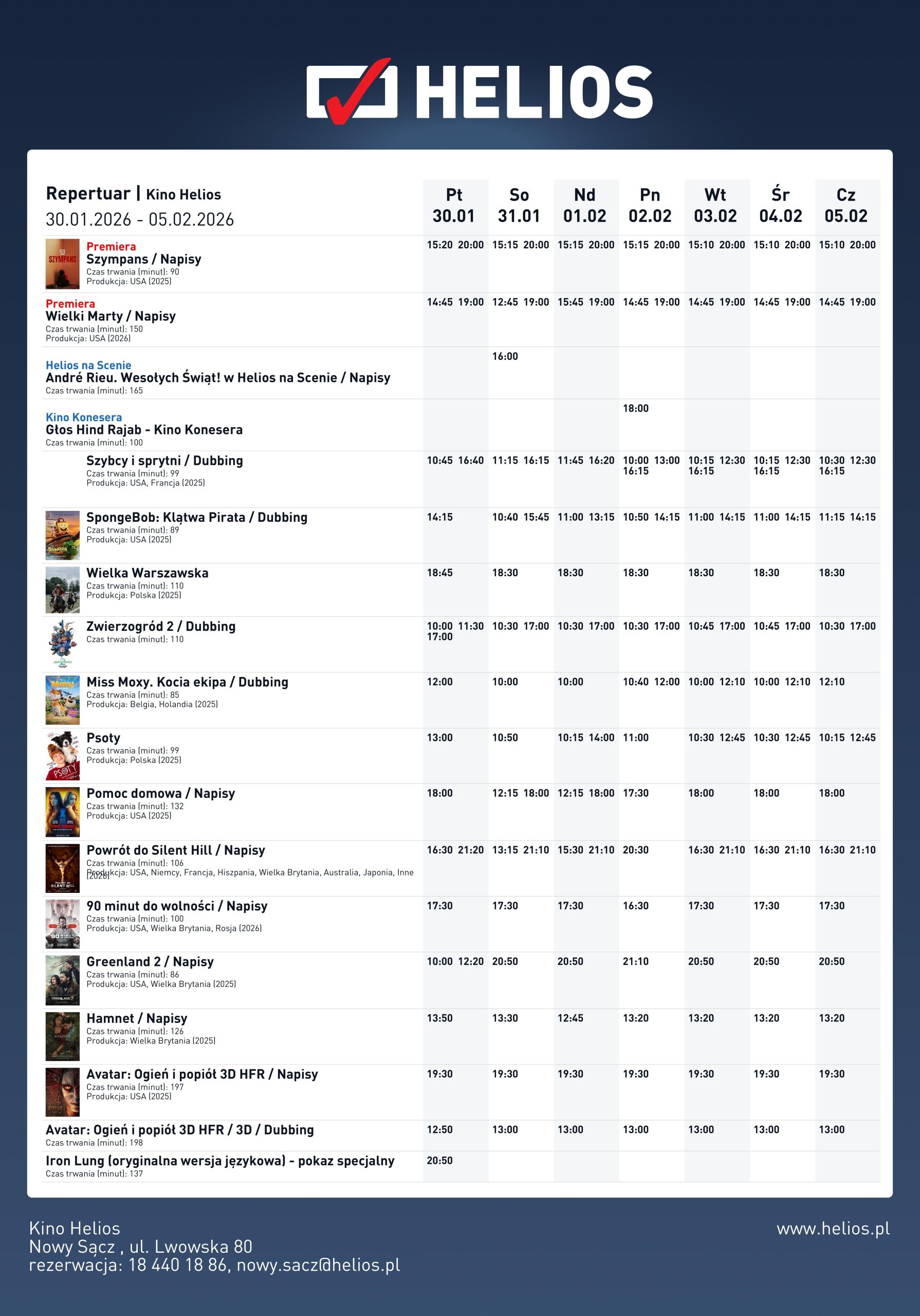 Repertuar Kina HELIOS 